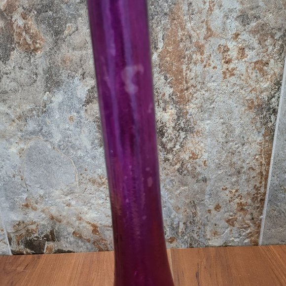 Purple Round Bottom Tall Long Neck Bud Vase Home Decor Art Glass - Picture 9 of 10